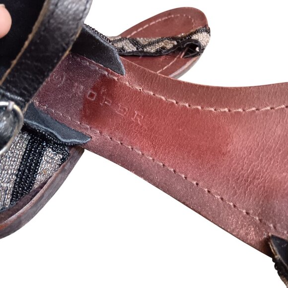 sz 6 Womens Sandals Beaded Leather Ankle Strap By Roper - Picture 5 of 9